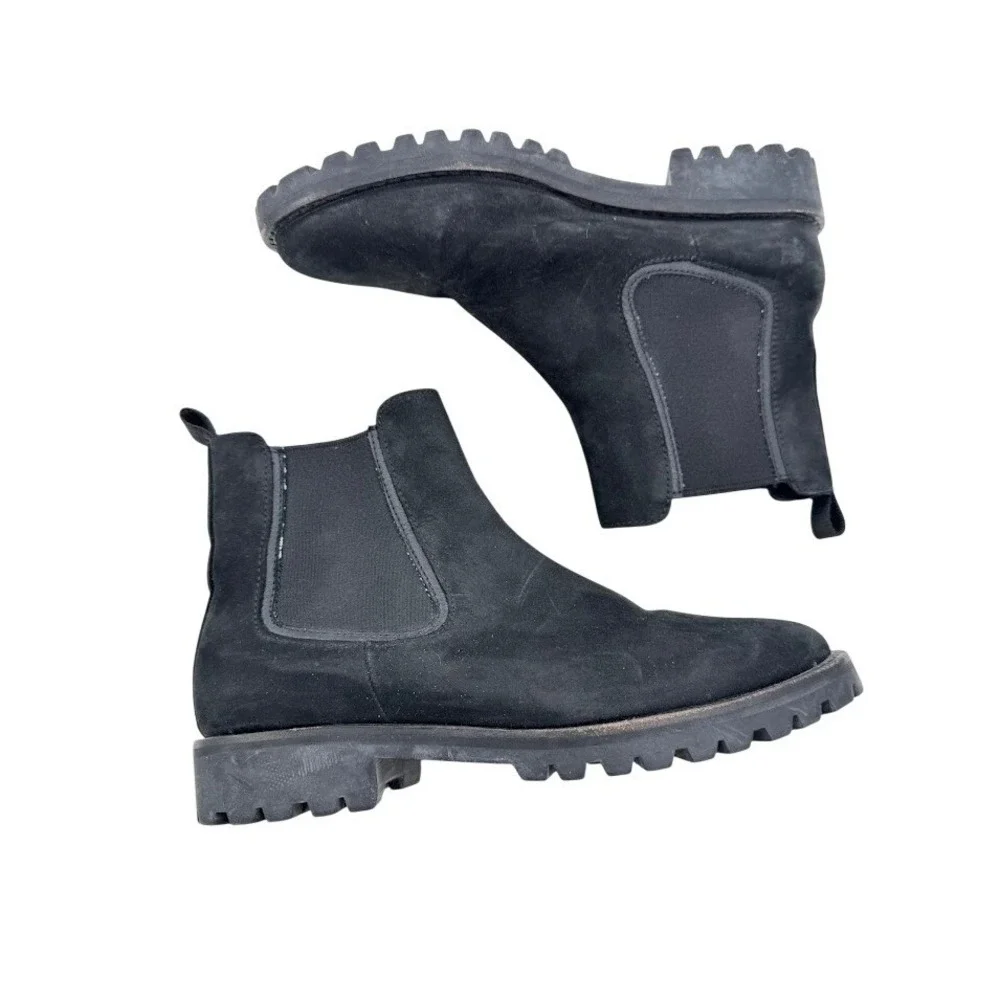 Thursday Boot Co Black Suede Lug‎ Sole Chelsea Ankle Boots 7.5